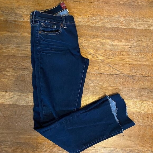 Lucky Brand Charlie Baby Boot Dark Wash Frayed Cuff Women Jeans Size 6/28 Long - Picture 4 of 12